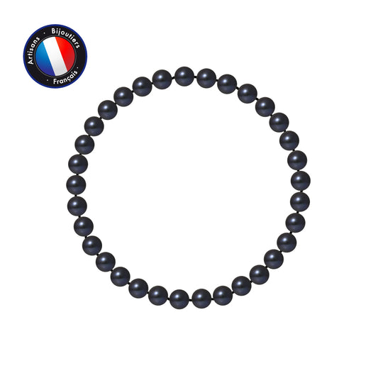 Bracelet Porte Bonheur- Perle d'Eau Douce- Ronde 5-6 mm Black Tahiti- Bijou Femme