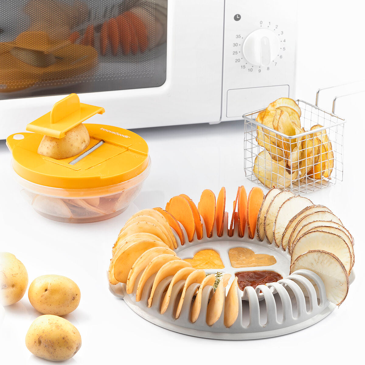 Set pour Faire des Chips au Micro-ondes avec Mandoline et Recettes