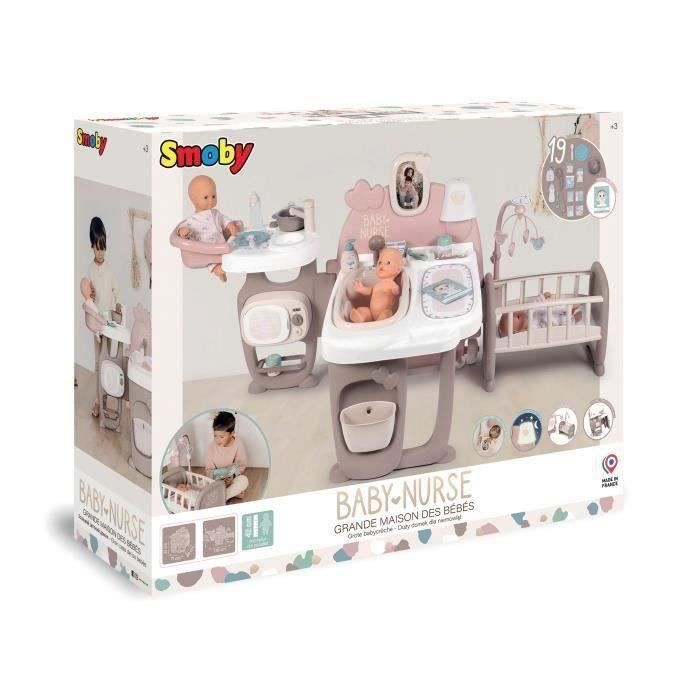 SMOBY - Baby Nurse Grande Maison des Bébés - Cuisine, Salle de Bain et Chambre - Fabriqué en France