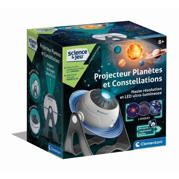 CLEMENTONI - Projecteur Planetes et Constellations - 3 modes de jeux - Application gratuite contenus et quizz